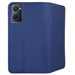 Telefontok Oppo A96 - kék mágneses szilikon keretes könyvtok-1