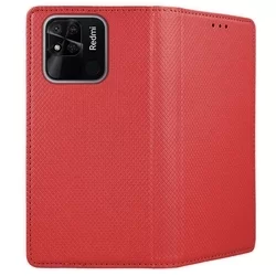 Telefontok Xiaomi Redmi 10A - piros mágneses szilikon keretes könyvtok-1