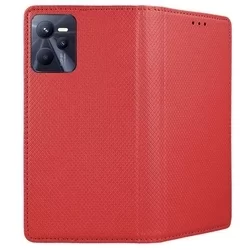 Telefontok Realme C35 - piros mágneses szilikon keretes könyvtok-2