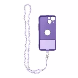 Telefontok: Crystal Diamond - univerzális - tokba helyezhető nyakba akasztó - átlátszó / lila gyöngy-3
