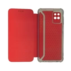 Telefontok Samsung Galaxy A22 5G - Slim BookCover piros könyvtok, átlátszó ütésálló szilikon kerettel-2