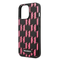 Telefontok iPhone 13 Pro Max - Karl Lagerfeld Monogram Plaque Kemény Tok - Fekete-Pink-4