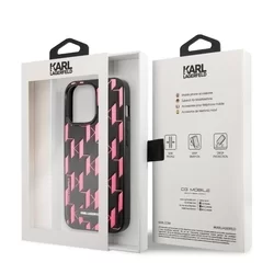 Telefontok iPhone 13 Pro Max - Karl Lagerfeld Monogram Plaque Kemény Tok - Fekete-Pink-6