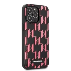 Telefontok iPhone 13 Pro Max - Karl Lagerfeld Monogram Plaque Kemény Tok - Fekete-Pink-3