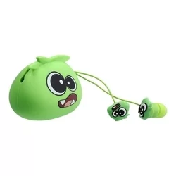 Headset: Jillie Monster - zöld audio jack csatlakozós stereo headset, mikrofonnal + szilikon tartóval-1
