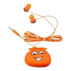 Headset: Jillie Monster - narancssárga audio jack csatlakozós stereo headset, mikrofonnal + szilikon tartóval-2