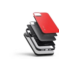 Telefontok iPhone 14 - Dux Ducis Fino piros műanyag tok, szilikon kerettel-6