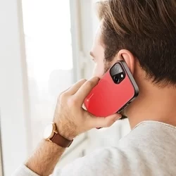 Telefontok iPhone 14 - Dux Ducis Fino piros műanyag tok, szilikon kerettel-4