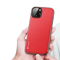 Telefontok iPhone 14 - Dux Ducis Fino piros műanyag tok, szilikon kerettel-1