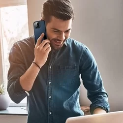 iPhone 14 Pro Telefontok - Dux Ducis Fino kék műanyag tok, szilikon kerettel-3