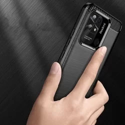 Xiaomi Poco C40 Telefontok - Carbon Fiber fekete szilikon tok-4