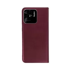 Telefontok Xiaomi Poco C40 - Smart Magnetic burgundy szilikon keretes mágneses könyvtok-2
