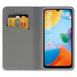 Telefontok Xiaomi Poco C40 - kék mágneses szilikon keretes könyvtok-1
