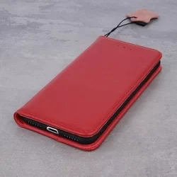 Telefontok iPhone 14 - Smart piros mágneses szilikon keretes Eredeti Bőr könyvtok-3