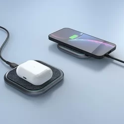 Telefon töltő: Dudao A10H - szürke vezeték nélküli (Wireless) gyorstöltő 2A + fekete USB/Type-C kábel, 1m-4