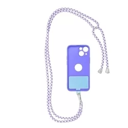 Telefontok: Univerzális - tokba helyezhető nyakba akasztó - fehér - lila-3