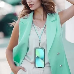 Univerzális Telefontok - tokba helyezhető nyakba akasztó - világos zöld-6