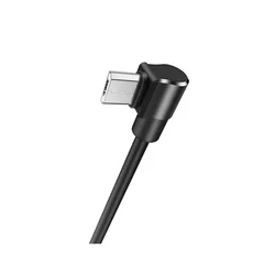 Kábel: HOCO U37 - USB / MicroUSB fekete kábel 1,2m (90 fokban elfordított csatlakozó véggel) 2,4A-1