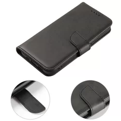 Telefontok Huawei P50 Pro - fekete ráhajtófüles bőr könyvtok -1