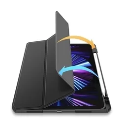 Tablettok iPad Air 4 (2020, 10,9 coll) - DUX DUCIS TOBY fekete ütésálló tok ceruza tartóval-2