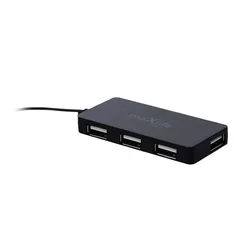 Adapter: MaxLife HUB - 4xUSB porttal + USB fekete kábel, 1,5m-2