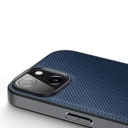 iPhone 14 Plus Telefontok - Dux Ducis Fino kék műanyag tok, szilikon kerettel-4