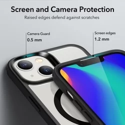 iPhone 14 Plus Telefontok - ESR AIR ARMOR HALOLOCK MagSafe kompatibilis átlátszó/fekete hátlap tok-4