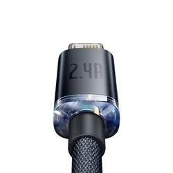 Kábel: BASEUS - USB / Lightning ultra gyors, fekete szövet kábel 2m, 2,4A-2