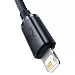Kábel: BASEUS - USB / Lightning ultra gyors, fekete szövet kábel 2m, 2,4A-3