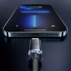 Kábel: BASEUS - USB / Lightning ultra gyors, fekete szövet kábel 2m, 2,4A-5