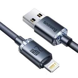 Kábel: BASEUS - USB / Lightning ultra gyors, fekete szövet kábel 2m, 2,4A-7