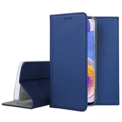 Telefontok Samsung Galaxy A23 5G - kék mágneses szilikon keretes könyvtok-3