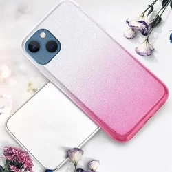 Telefontok iPhone 14 - Ezüst / pink Shiny tok-2