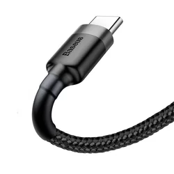 BASEUS Cafule - USB / Type-C (USB-C) fekete szövet adatkábel 2,4A, 2m -2