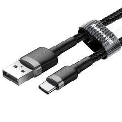 BASEUS Cafule - USB / Type-C (USB-C) fekete szövet adatkábel 2,4A, 2m -1