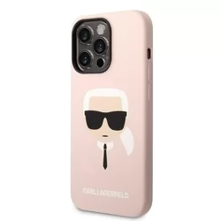 Telefontok iPhone 14 Pro Max - Karl Lagerfeld - Karl's head - hátlap tok, pink-1
