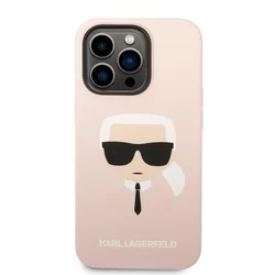 Telefontok iPhone 14 Pro Max - Karl Lagerfeld - Karl's head - hátlap tok, pink-2