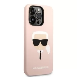 Telefontok iPhone 14 Pro Max - Karl Lagerfeld - Karl's head - hátlap tok, pink-3