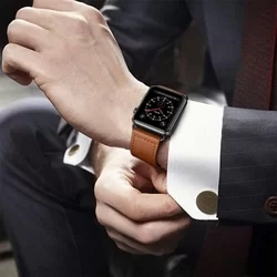 Apple Watch Series 4/5/6/7/8/9/SE (38 / 40 / 41 mm) okosóra szíj - TECH-PROTECT Leather barna bőr szíj -2