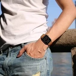 Apple Watch Series 4/5/6/7/8/9/SE (38 / 40 / 41 mm) okosóra szíj - TECH-PROTECT Leather barna bőr szíj -3