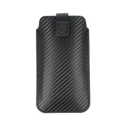 Telefontok Forcell Pocket Carbon - fekete tépőzáras, kihúzó füles tok (15,5x7,2x1 cm)-2