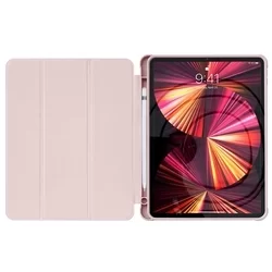 Tablettok iPad Pro 11 (2022) - pink smart case, átlátszó hátlappal, ceruza tartóval-3