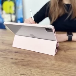 Tablettok iPad Pro 11 (2022) - pink smart case, átlátszó hátlappal, ceruza tartóval-4