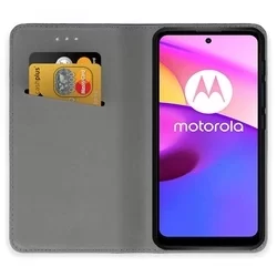 Telefontok Motorola Moto E40 - fekete mágneses szilikon keretes könyvtok-1