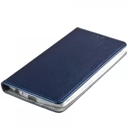 Teelefontok iPhone 5 5G 5S SE - sötétkék mágneses átlátszó szilikon keretes könyvtok-3