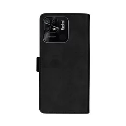 Telefontok Xiaomi Poco C40 - fekete ráhajtófüles bőr könyvtok -2