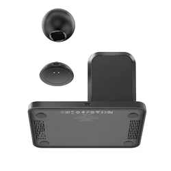 Telefon töltő: Hoco CW33 - fekete vezeték nélküli (Wireless) LED kijelzős töltőpad - telefon, headset és okosóra (iWatch)-2