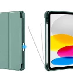 Tablettok iPad 2022 10.9 (iPad 10) - sötétzöld smart case, ceruza tartóval-2