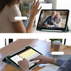 Tablettok iPad 2022 10.9 (iPad 10) - sötétzöld smart case, ceruza tartóval-6