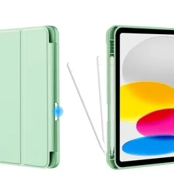 Tablettok iPad 2022 10.9 (iPad 10) - világoszöld smart case, ceruza tartóval-1